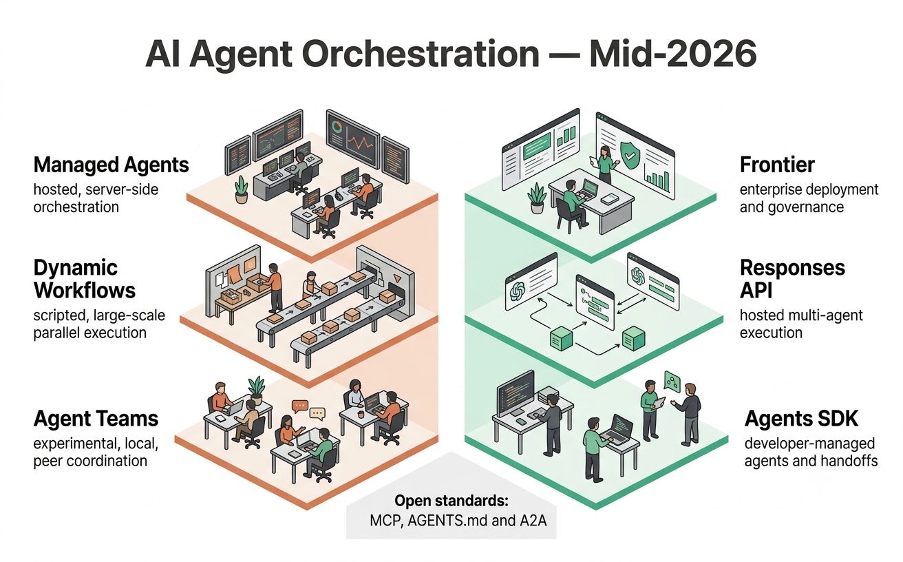 Multi-agent Orchestration Infographic Diagram, July 2026