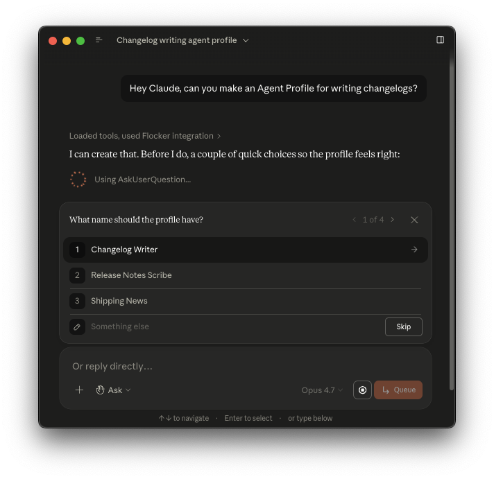 Ask Claude to create an Agent Profile