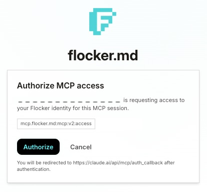 Authorize the MCP connection to your flocker account